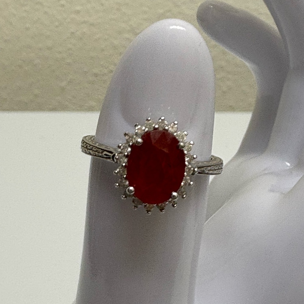Elegant Orange Sapphire & Diamond Ring